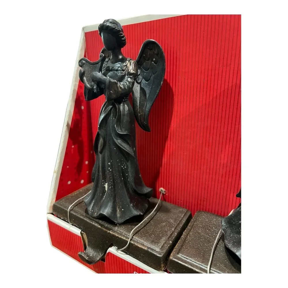Target Set of 2 Angel Christmas Stocking Holders Coal Colored
